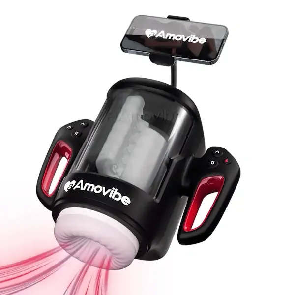 BlowStation - Rubbing Masturbator with Vibration, Warming Function & Phone Mount