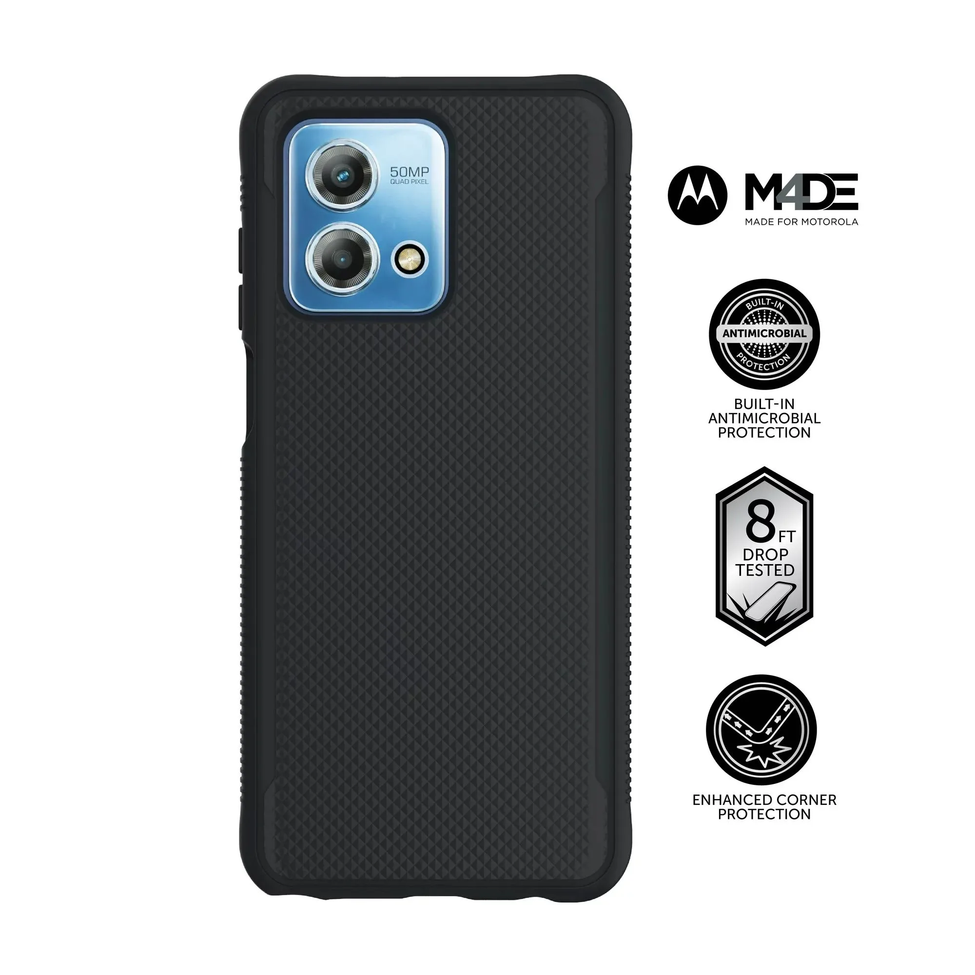 Body Glove Moto g STYLUS LTE (2023) Textured Gel Phone Case with Built-In Antimicrobial Protection - Black