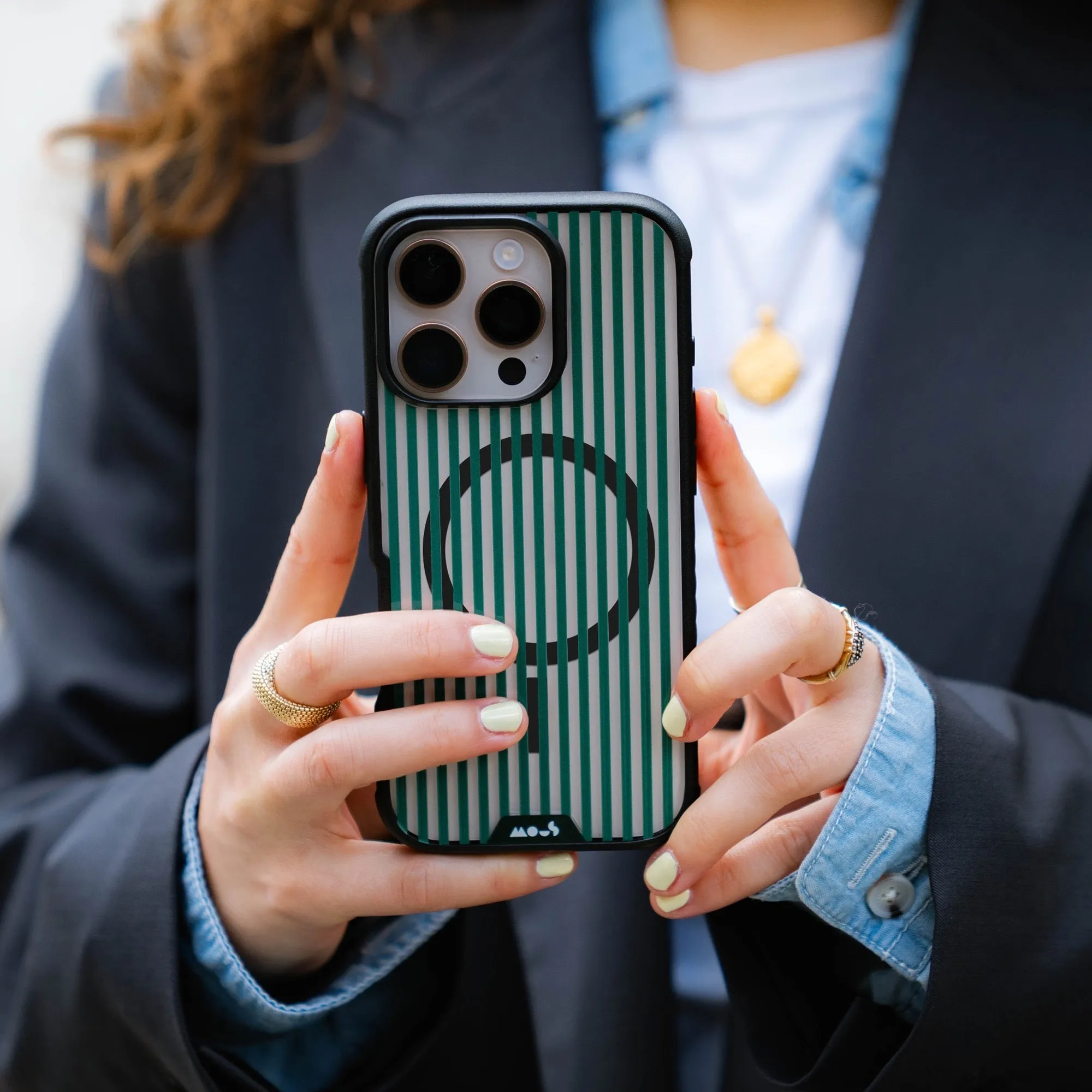 Evergreen Protective Phone Case - Clarity MagSafe x Pinstripe
