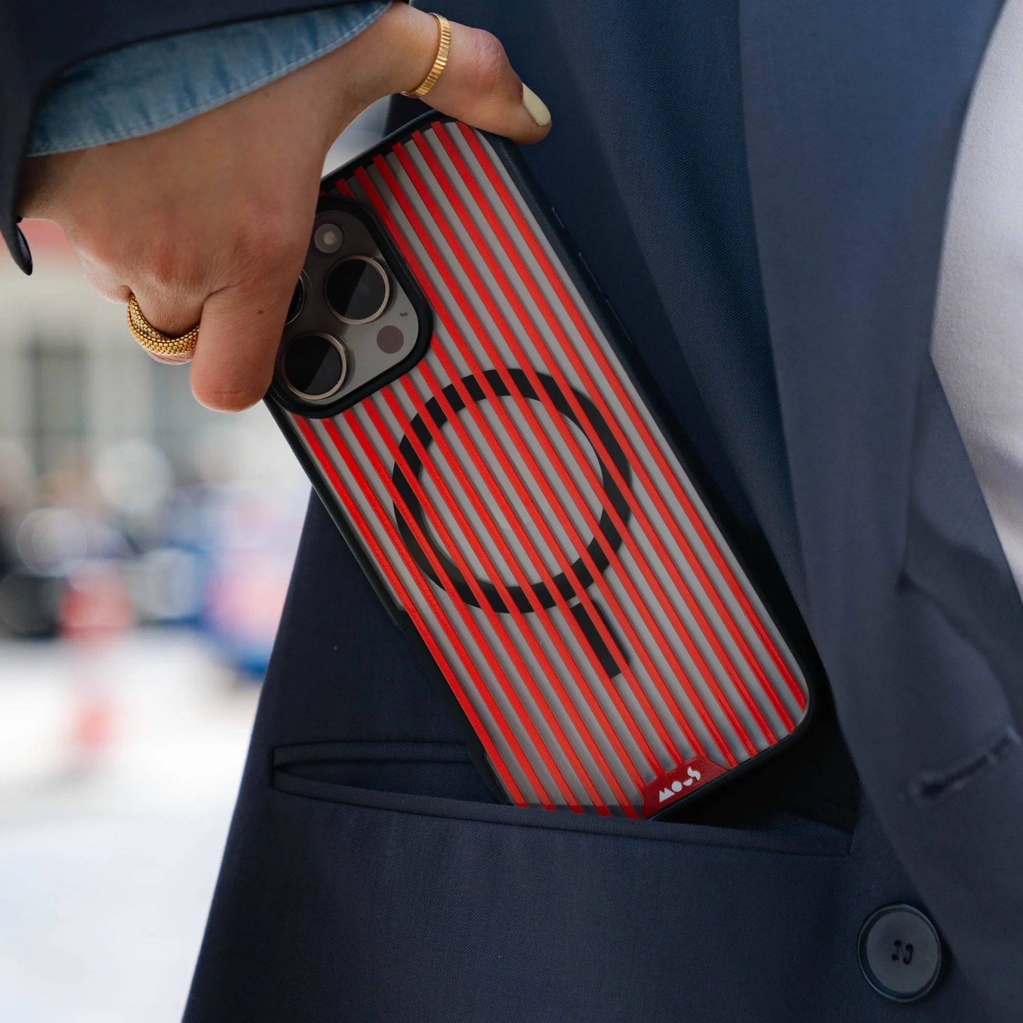 Flame Protective Phone Case - Clarity MagSafe x Pinstripe