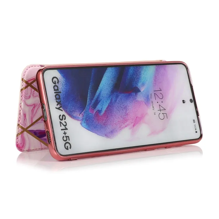 For Samsung Galaxy S21  5G Bronzing Plating PU   TPU Horizontal Flip Leather Case with Holder