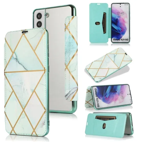 For Samsung Galaxy S21  5G Bronzing Plating PU   TPU Horizontal Flip Leather Case with Holder