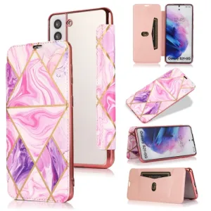For Samsung Galaxy S21  5G Bronzing Plating PU   TPU Horizontal Flip Leather Case with Holder