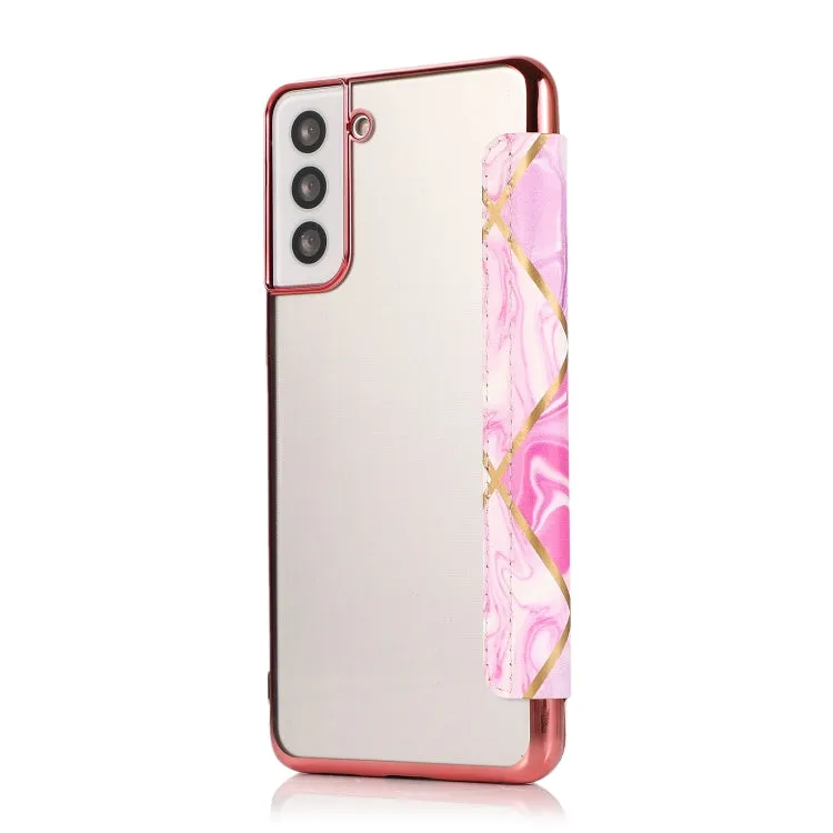 For Samsung Galaxy S21  5G Bronzing Plating PU   TPU Horizontal Flip Leather Case with Holder