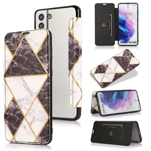 For Samsung Galaxy S21  5G Bronzing Plating PU   TPU Horizontal Flip Leather Case with Holder