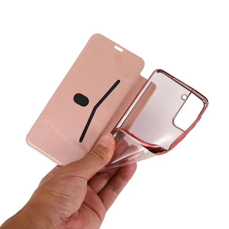 For Samsung Galaxy S21  5G Bronzing Plating PU   TPU Horizontal Flip Leather Case with Holder