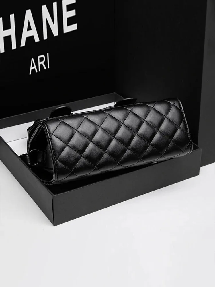 Ladies Casual Messenger Bag Solid Quilted Phone Bag Crossbody Bag