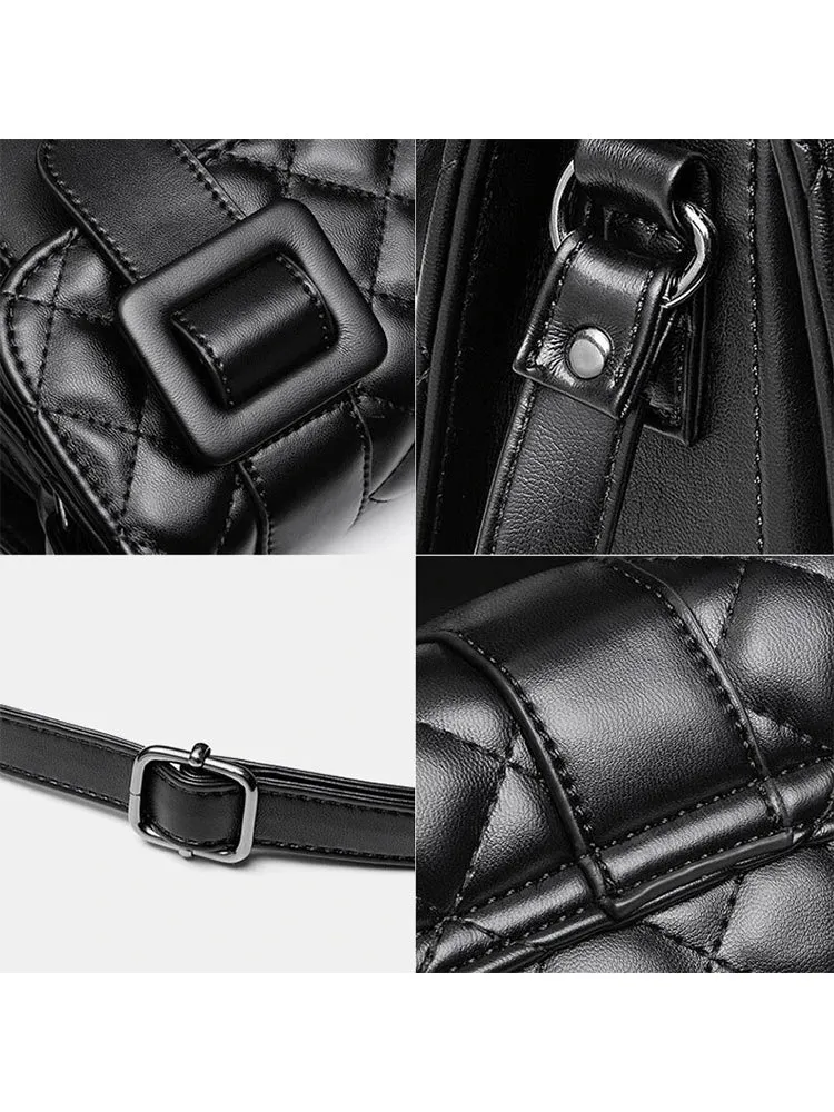 Ladies Casual Messenger Bag Solid Quilted Phone Bag Crossbody Bag