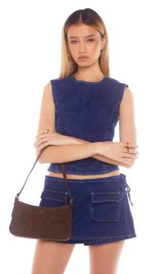 Lilu Shoulder Bag - Choc Suede