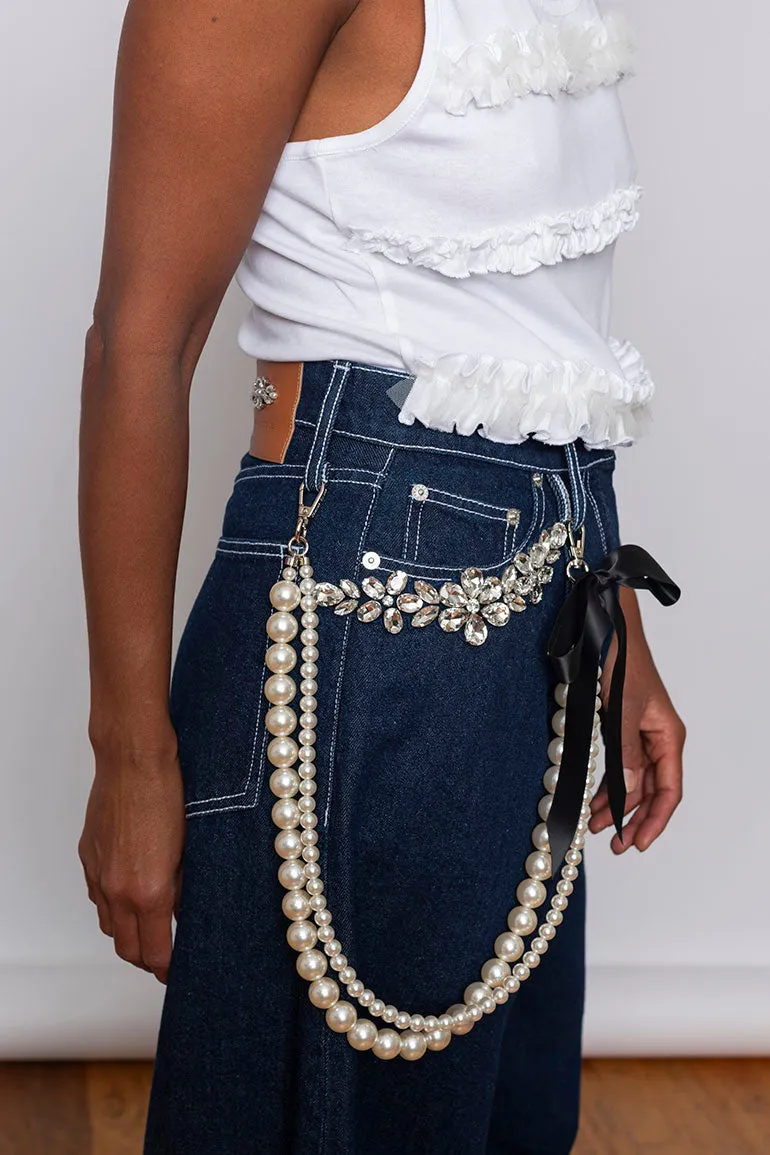 Pearl Bow Strap - Pearl/Black