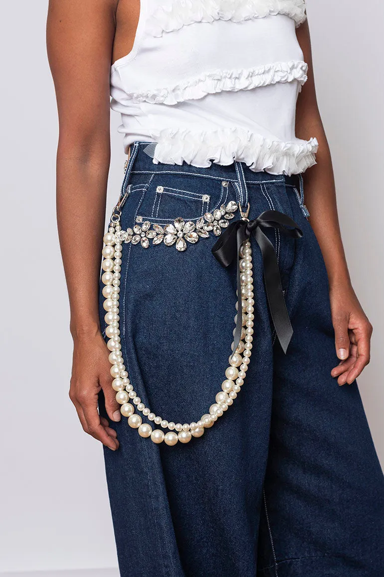 Pearl Bow Strap - Pearl/Black