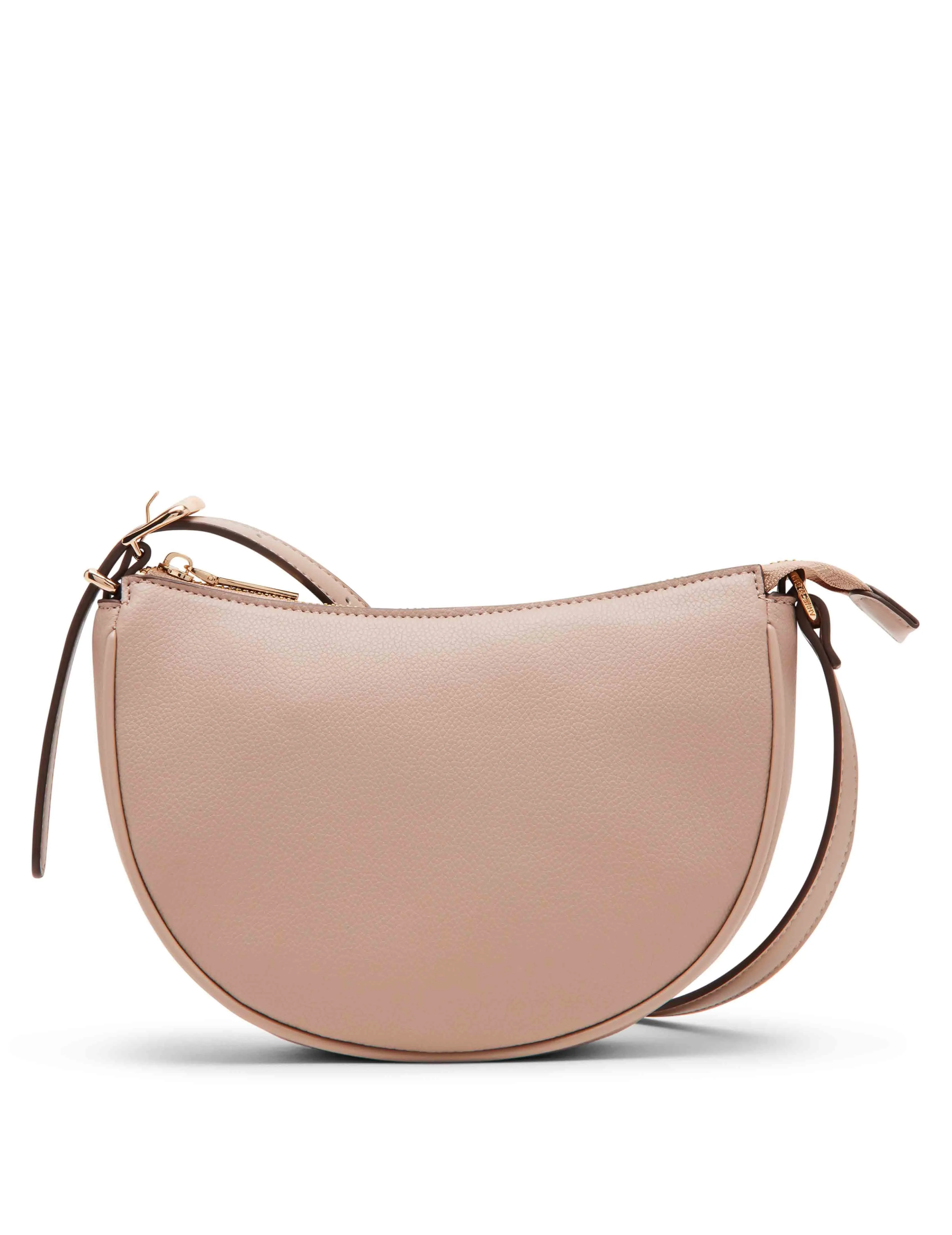 Sculpted buckle half moon crossbody