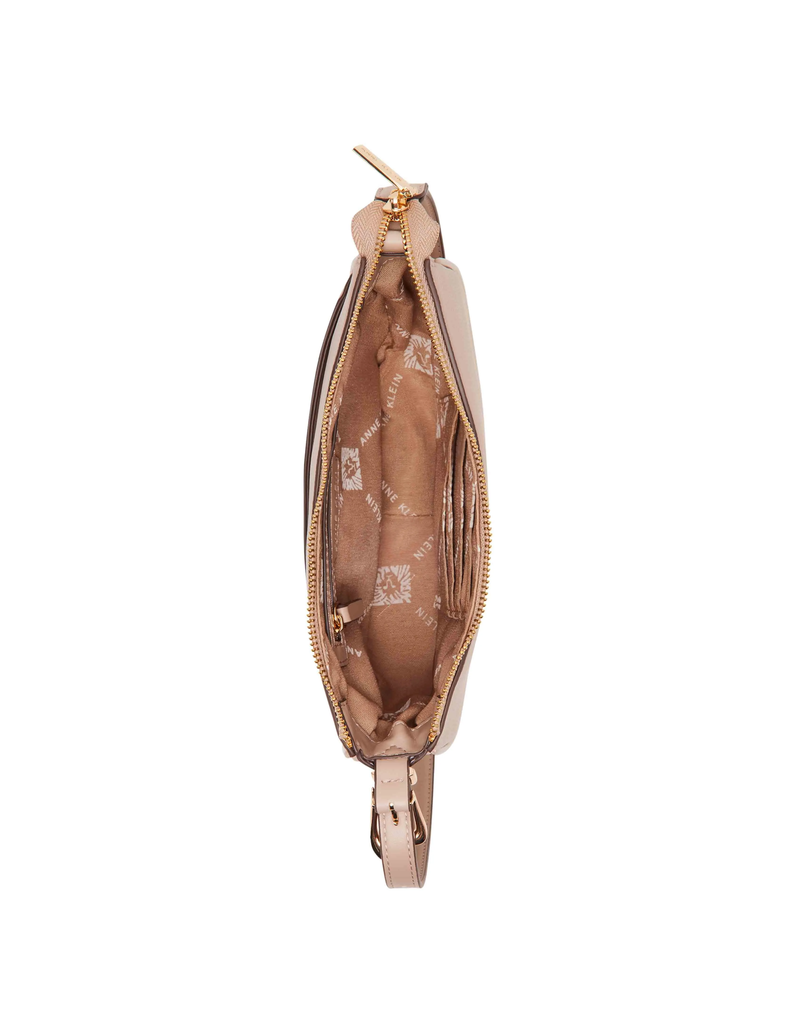 Sculpted buckle half moon crossbody