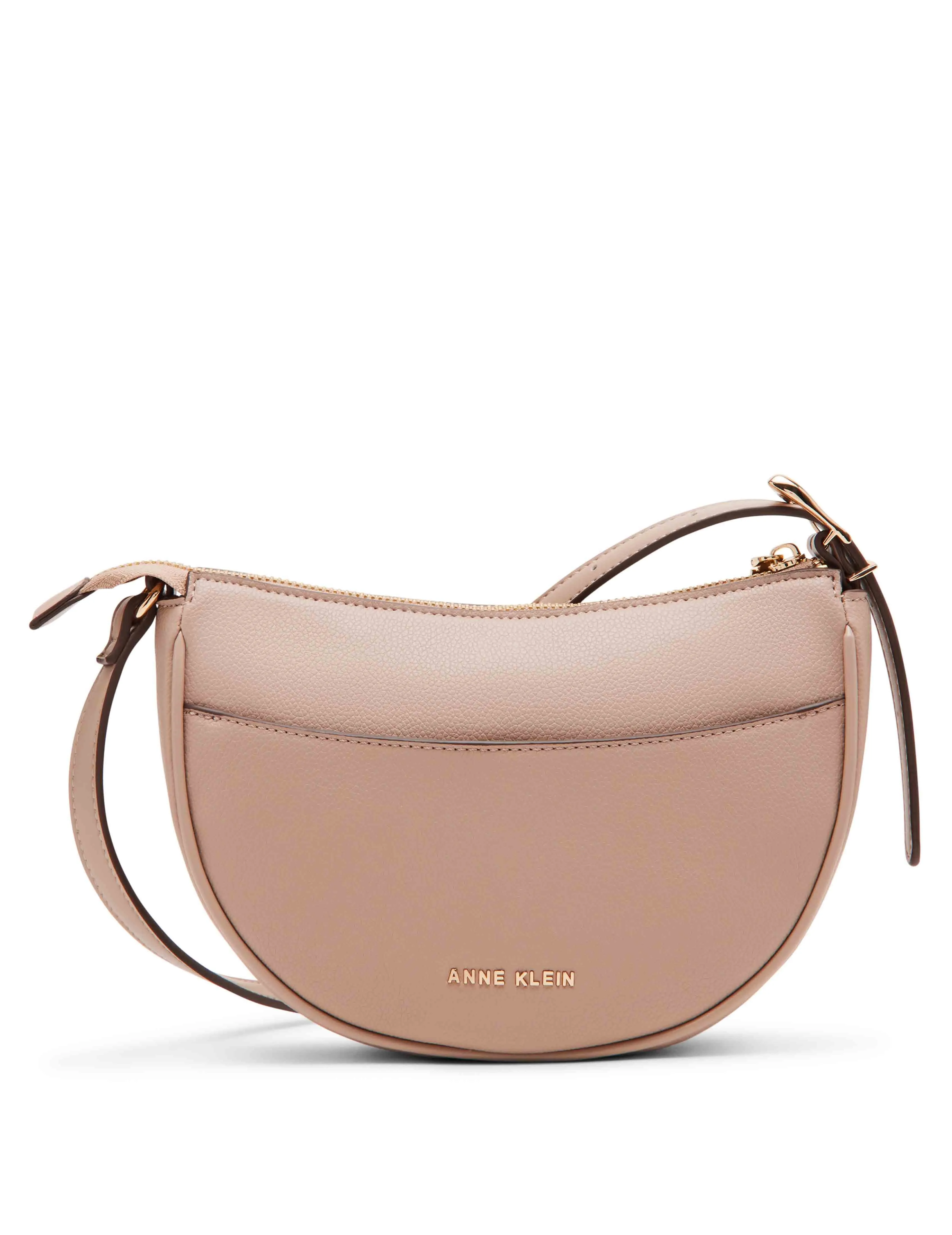 Sculpted buckle half moon crossbody