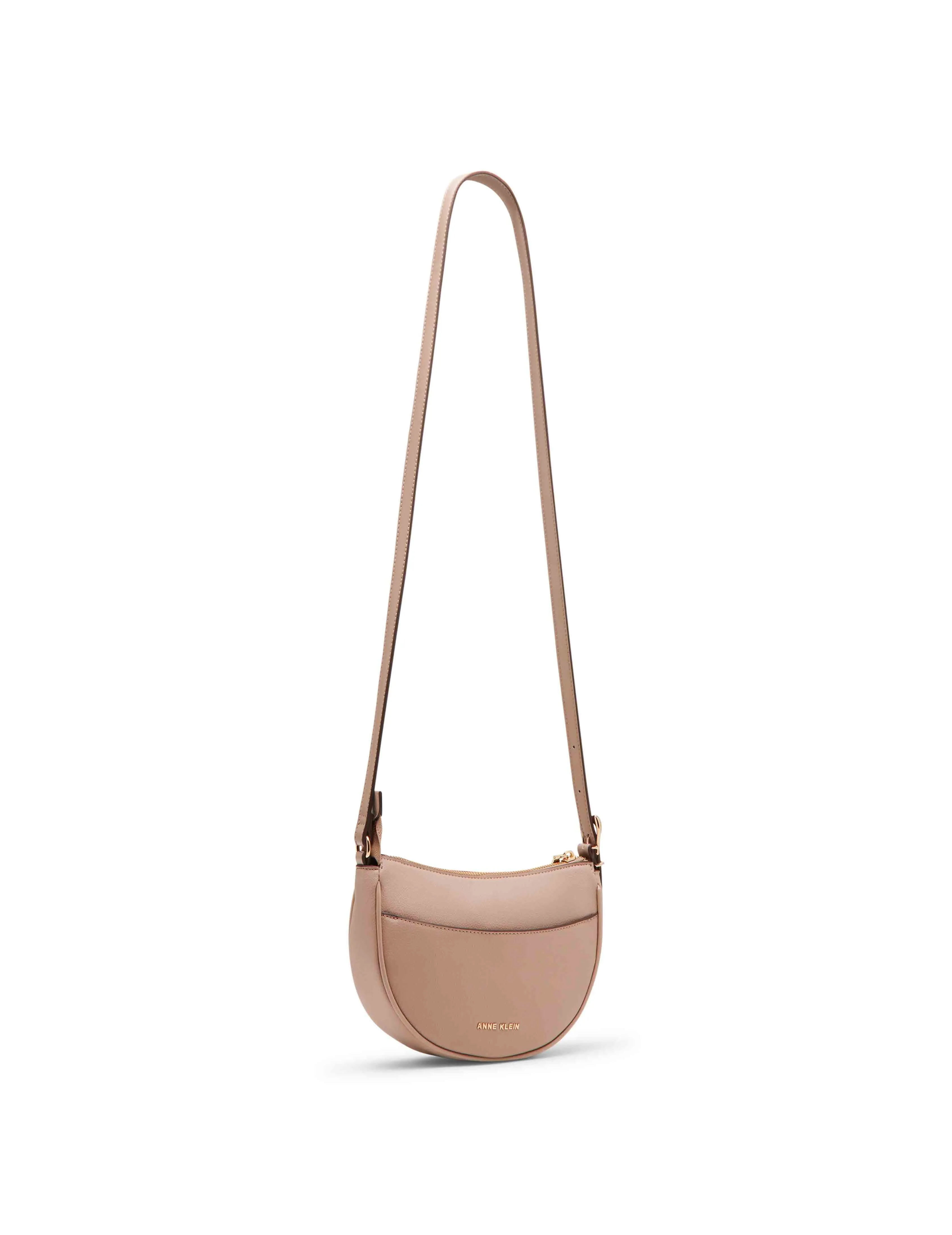 Sculpted buckle half moon crossbody