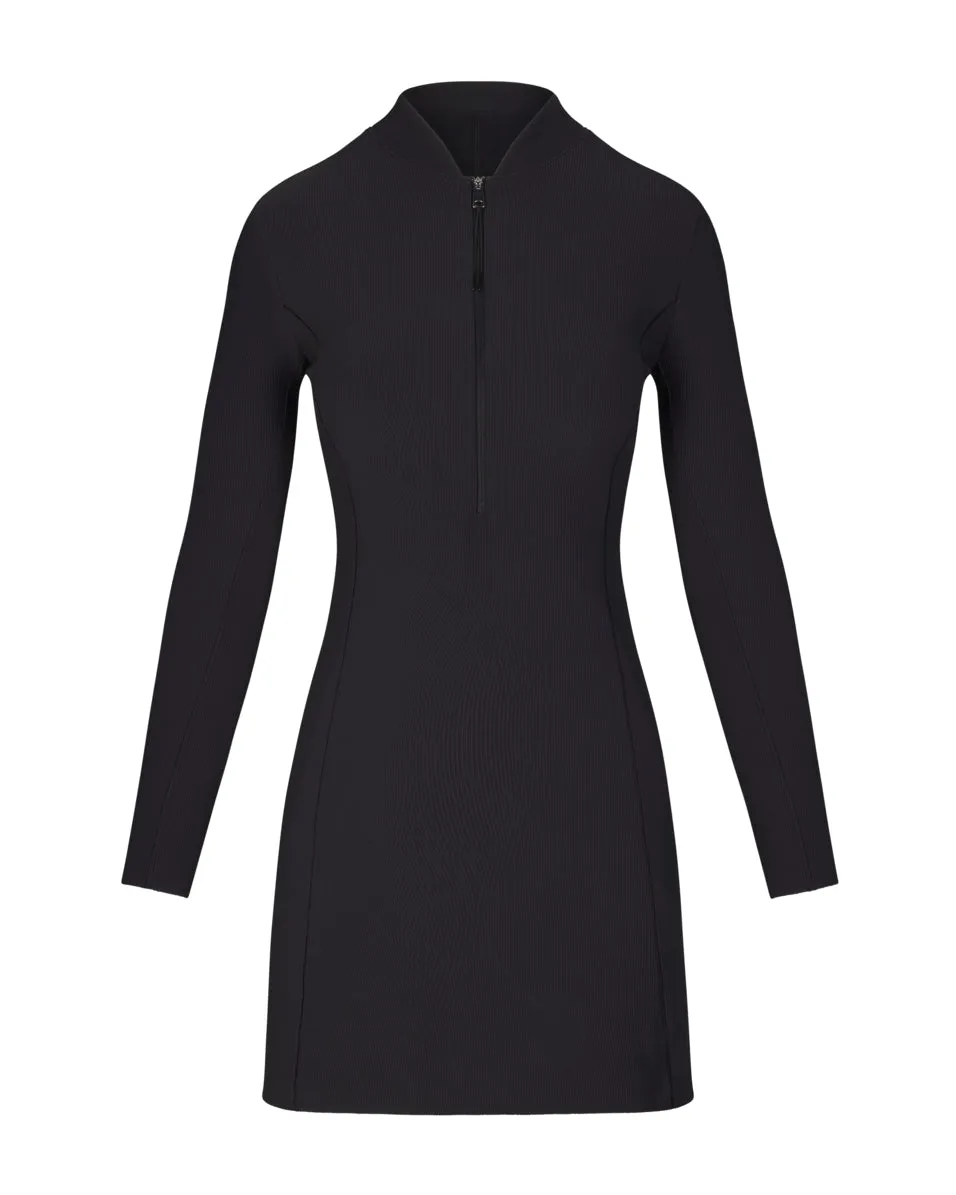 SPANXshape™ Get Moving Contour Rib Long Sleeve Zip Front Dress