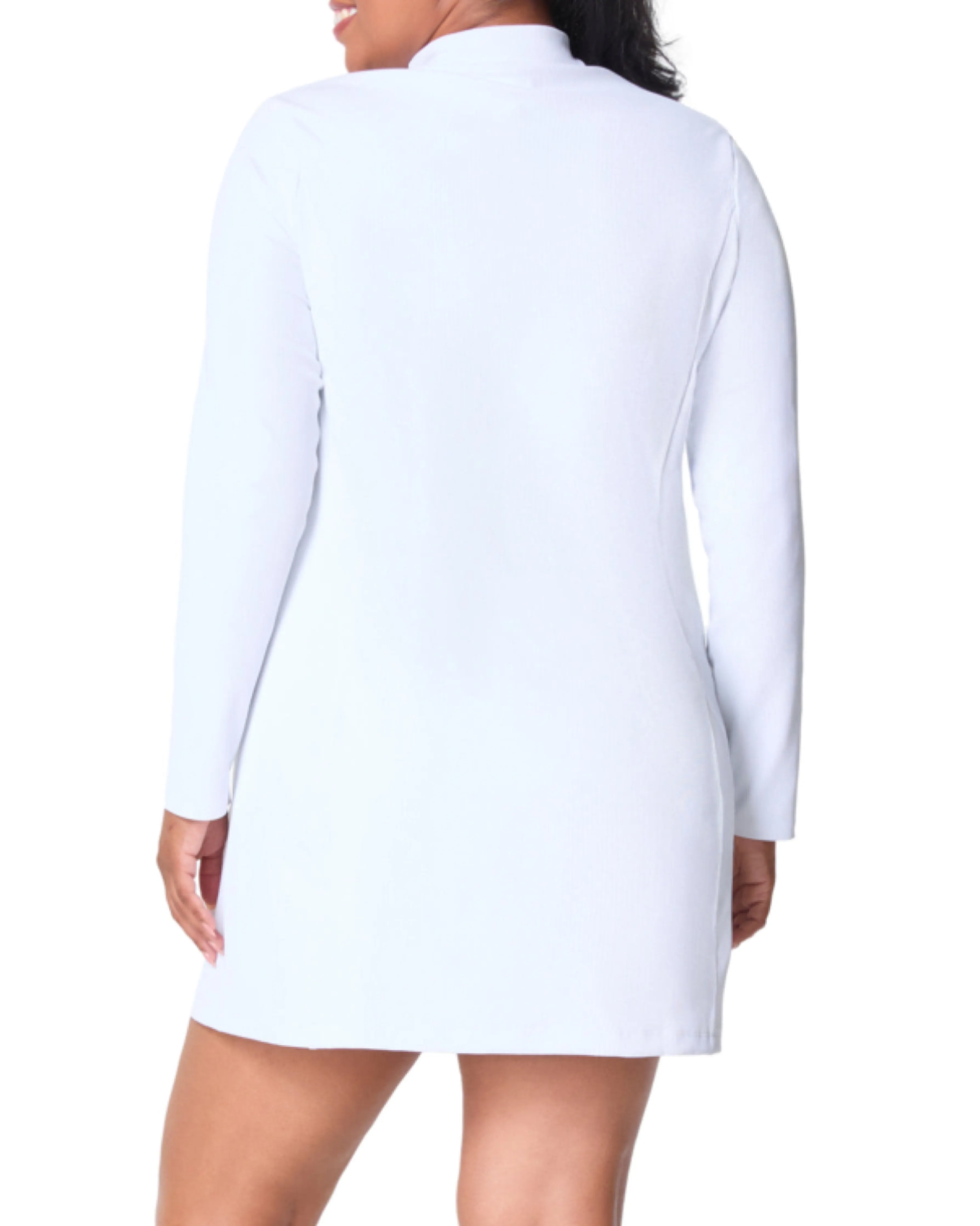 SPANXshape™ Get Moving Contour Rib Long Sleeve Zip Front Dress
