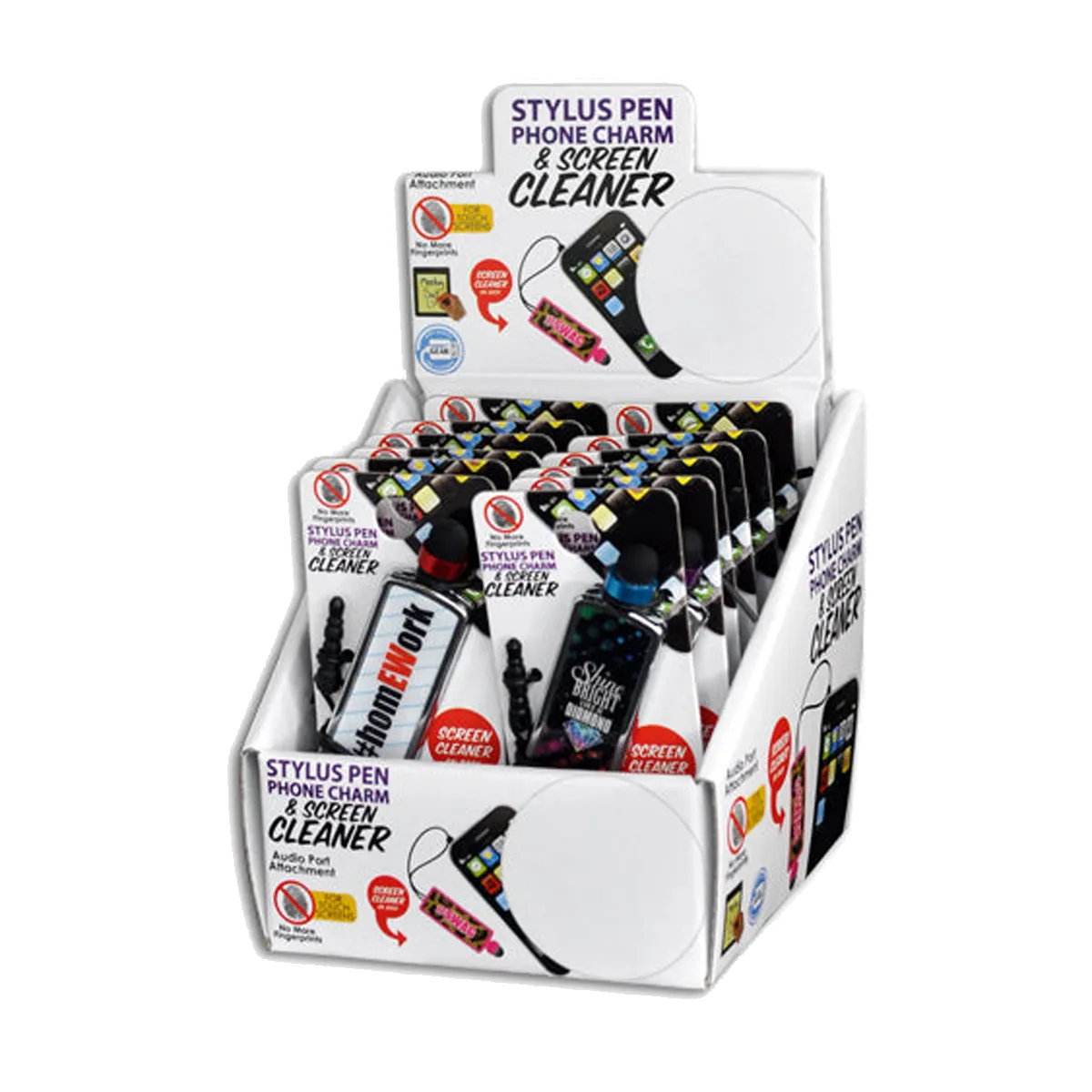 Stylus with Audio Port Attachment Pen - 12 Pieces Per Retail Ready Display 29582