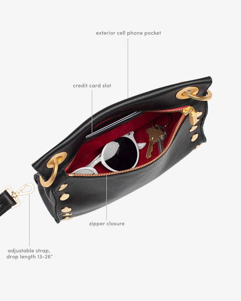 Tony | Black/Brushed Gold Red Zip | Med