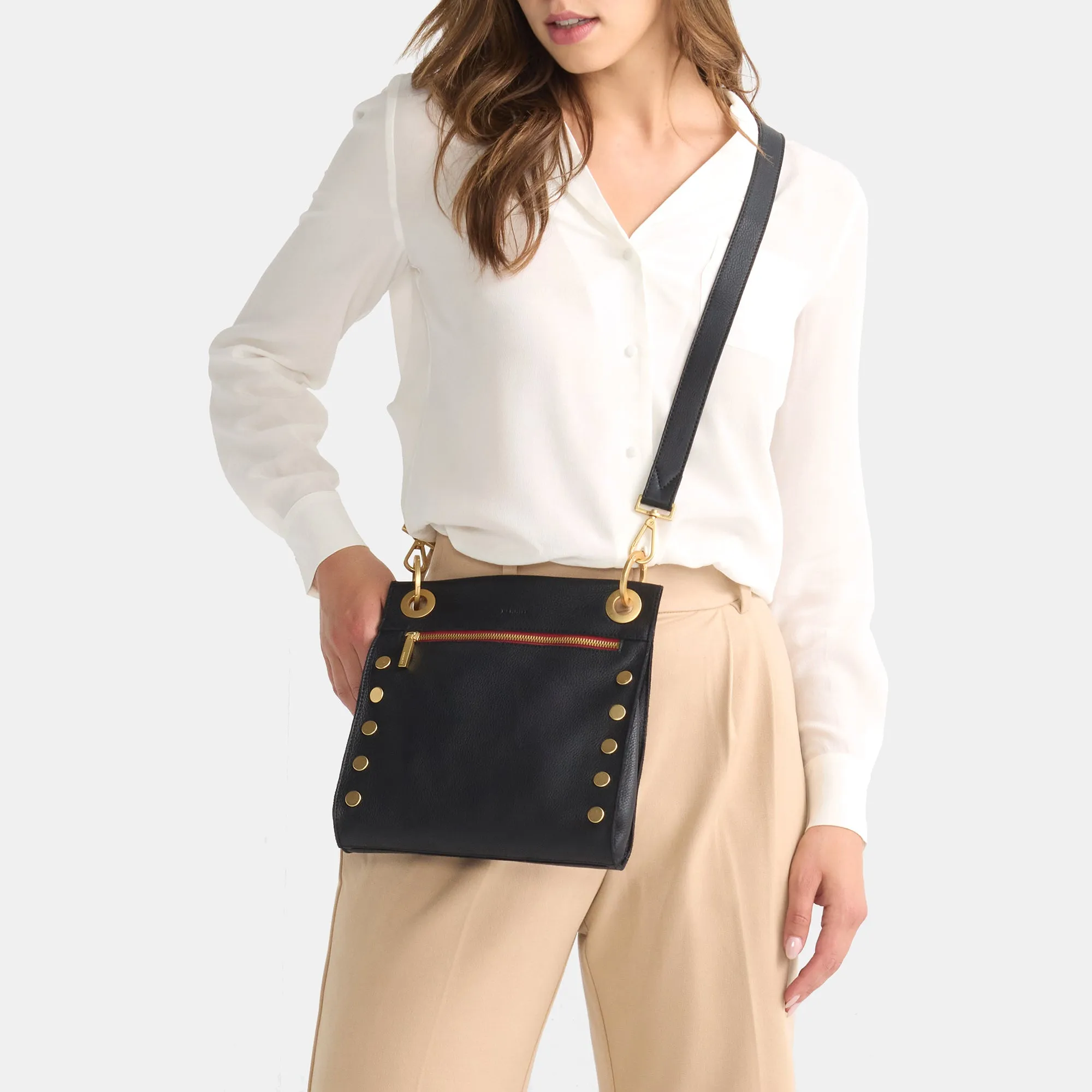 Tony | Black/Brushed Gold Red Zip | Med