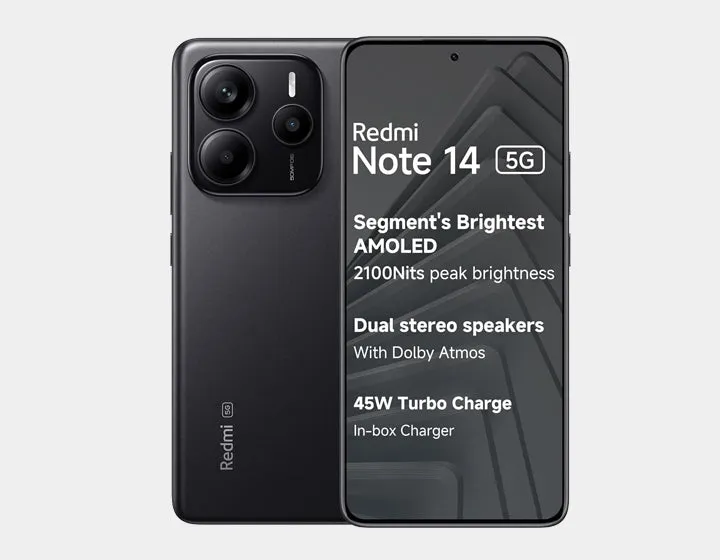 Xiaomi Redmi Note 14 5G 256GB ROM 8GB RAM Dual Sim GSM Unlocked - Midnight Black