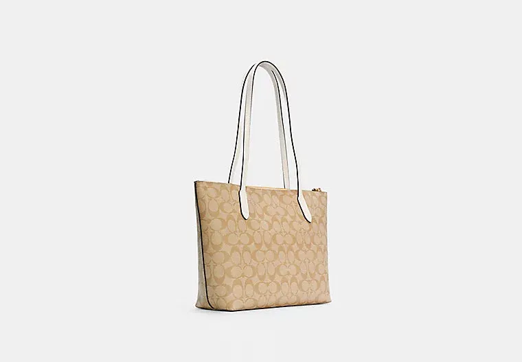 Zip Top Tote In Signature Canvas